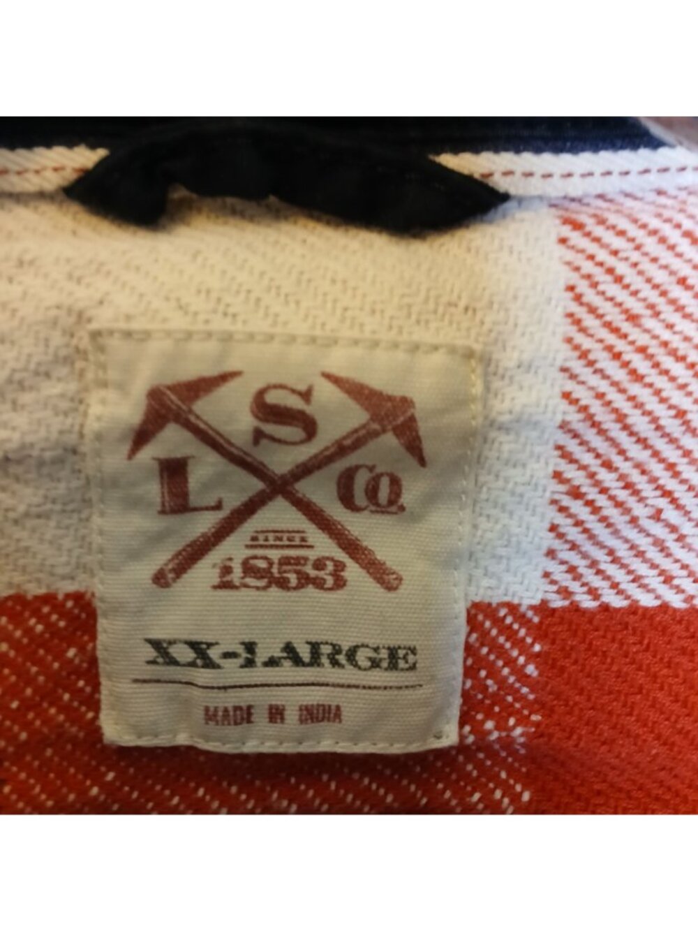 Levis Red & White Plaid Cotton Button-Up Shirt XX-Large Long Sleeve Chore #I-3 - Picture 3 of 10
